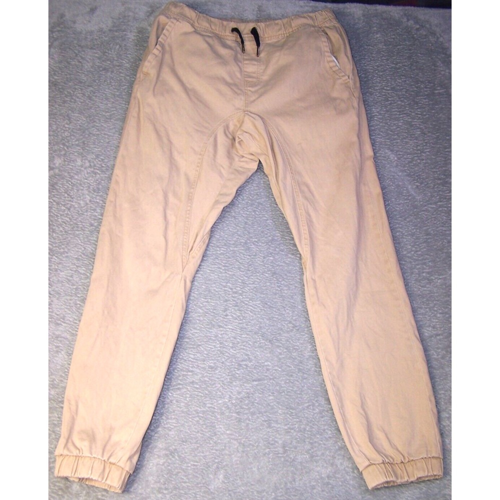 WT02 Jogger Pants Men's Medium Khaki Stretch Twill Elastic Waist Drawstring‎